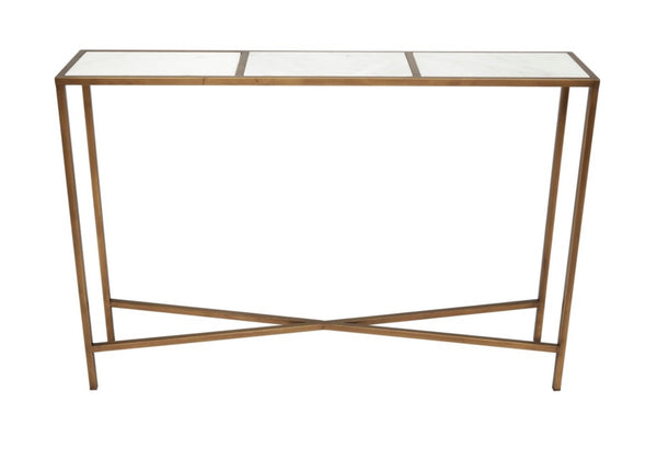 BENSON BRONZE MINI CONSOLE TABLE WITH WHITE MARBLE TOP