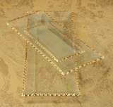 Clear Textured Rectangular Tray with Jagged Gold Rim - Medium