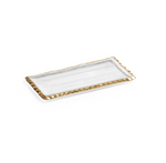 Clear Textured Rectangular Tray with Jagged Gold Rim - Small