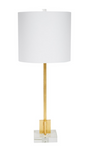 Abita Gold Buffet Lamp with Crystal Base & White Linen Shade
