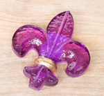 Fleur de Lis Glass Decor Purple 4.75"