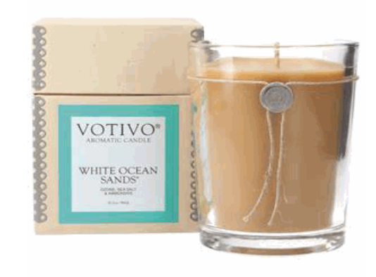 VOTIVO LARGE WHITE OCEAN SANDS CANDLE