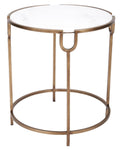 BETHANY GOLD ACCENT TABLE WITH WHITE MARBLE TOP