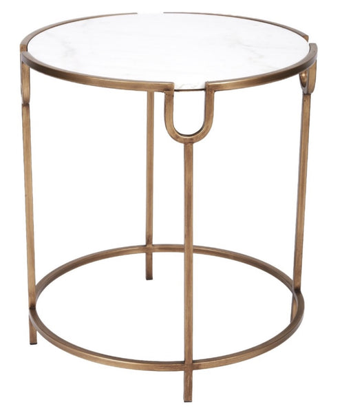 BETHANY GOLD ACCENT TABLE WITH WHITE MARBLE TOP