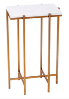 DELMAR RECTANGULAR GOLD AND WHITE MARBLE ACCENT TABLE