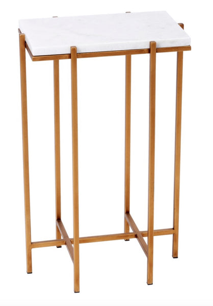 DELMAR RECTANGULAR GOLD AND WHITE MARBLE ACCENT TABLE
