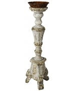 Carved Wood Candle Stick (Gray finish)