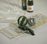 Clear Textured Rectangular Tray with Jagged Gold Rim - Small