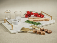 Andria Marble Tray with Gold Metal Handles