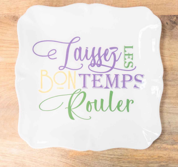 LAISSEZ LES BON TEMPS ROULE PLATTER WHITE/PURPLE/GREEN/YELLOW