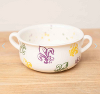 Watercolor Fleur Double Handle Bowl White/Purple/Green/Yellow