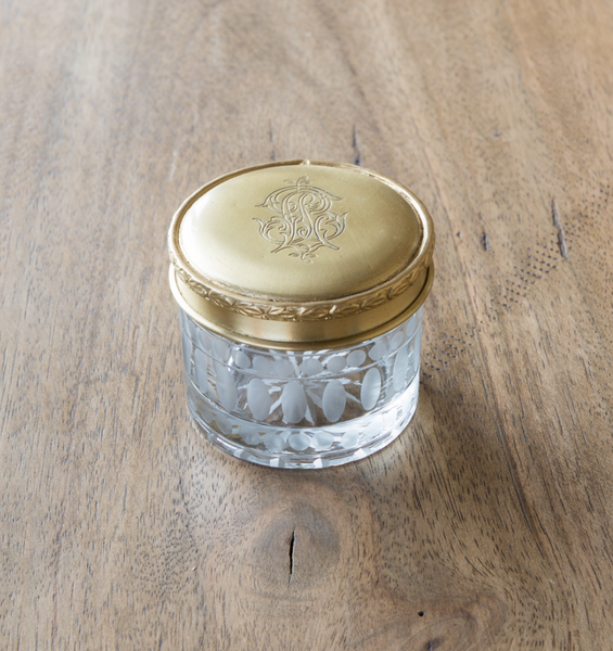 Antique Brass and Glass Cosmetic Jar