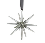 Glass 3D Snowflake - Clear and Silver - Large
