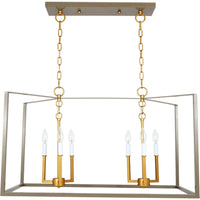 Grey and Gold Rectangular Manning Chandelier