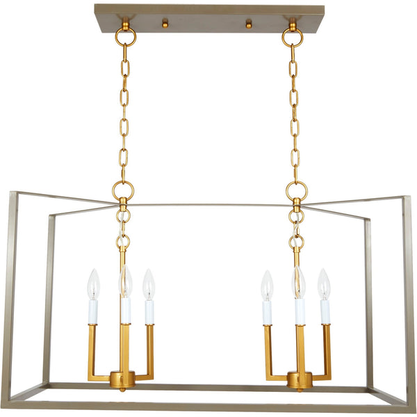 Grey and Gold Rectangular Manning Chandelier