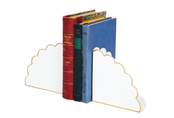 Eloise White and Gold Scalloped Bookends