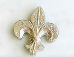 Fleur de Lis Glass Decor Antique Silver 4.75"