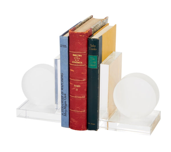 Frosted Crystal Round Bookends