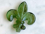 Fleur de Lis Glass Decor Green 4.75"