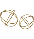 Decorative Metal Orbs with Gold Finish S/2