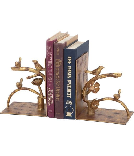 Antique Gold Nesting Birds Bookends