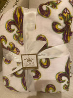 Mardi Gras Fleur Throw White/Purple/Green/Yellow